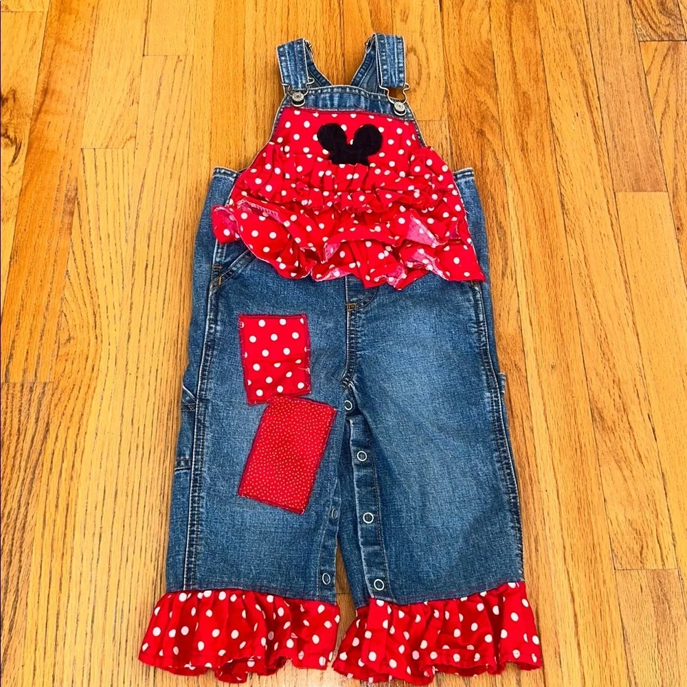 Vintage Old Navy White and Red Polka Dots Overalls